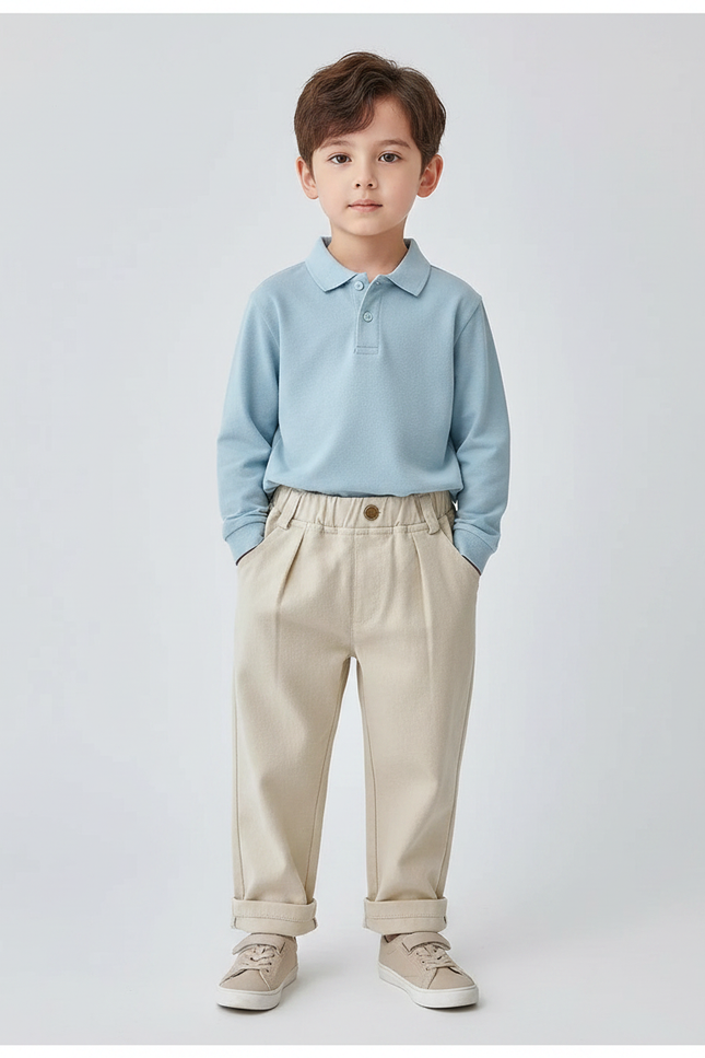 Pantalon À Pince Beige Plissé Ample Coton Enfant