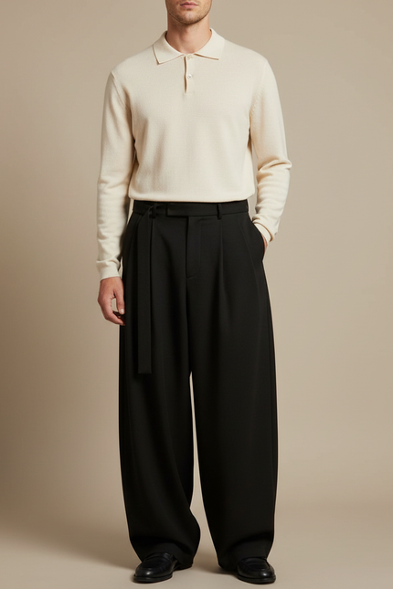Pantalon À Pince Baggy - Noir Polyester
