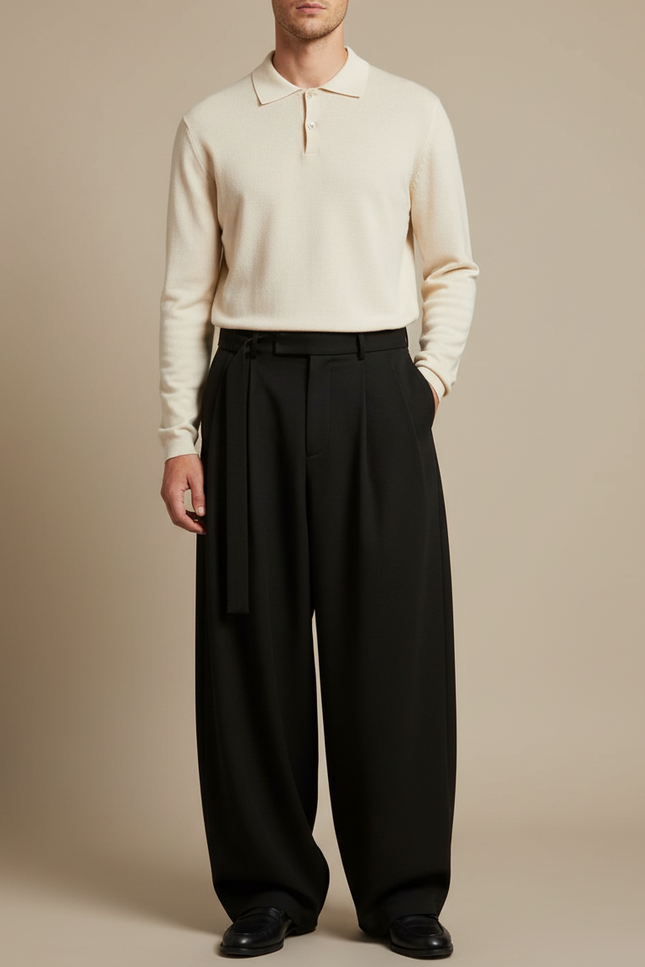 Pantalon À Pince Baggy - Noir Polyester