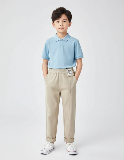Pantalon À Pince Beige Décontracté Enfant Sport Confortable - Toile