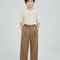Pantalon À Pince Marron Plissé Ample Enfant Chic - Gabardine