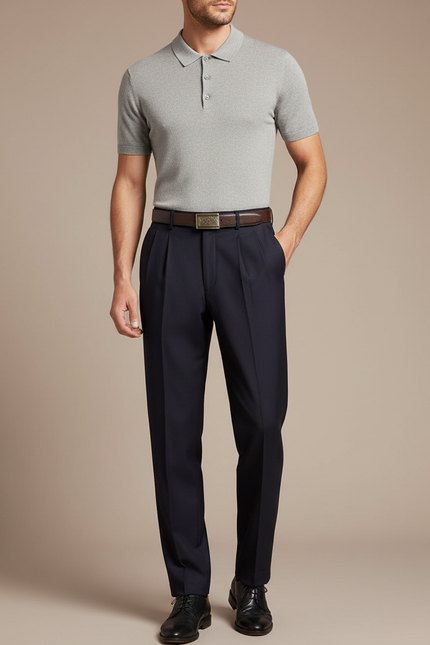 Pantalon À Pince E5b0 - Marine Gabardine