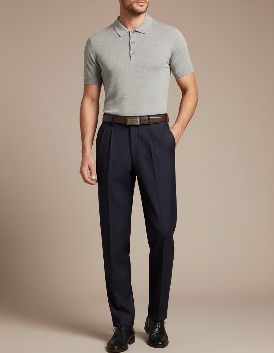 Pantalon À Pince E5b0 - Marine Gabardine