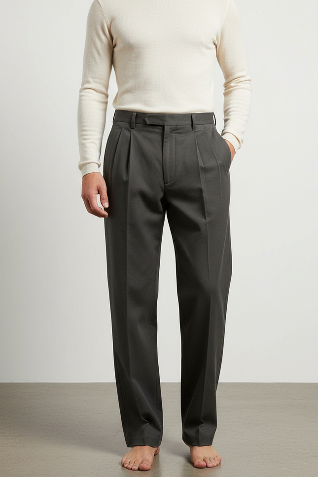 Pantalon À Pince Vintage Homme - Gris Gabardine