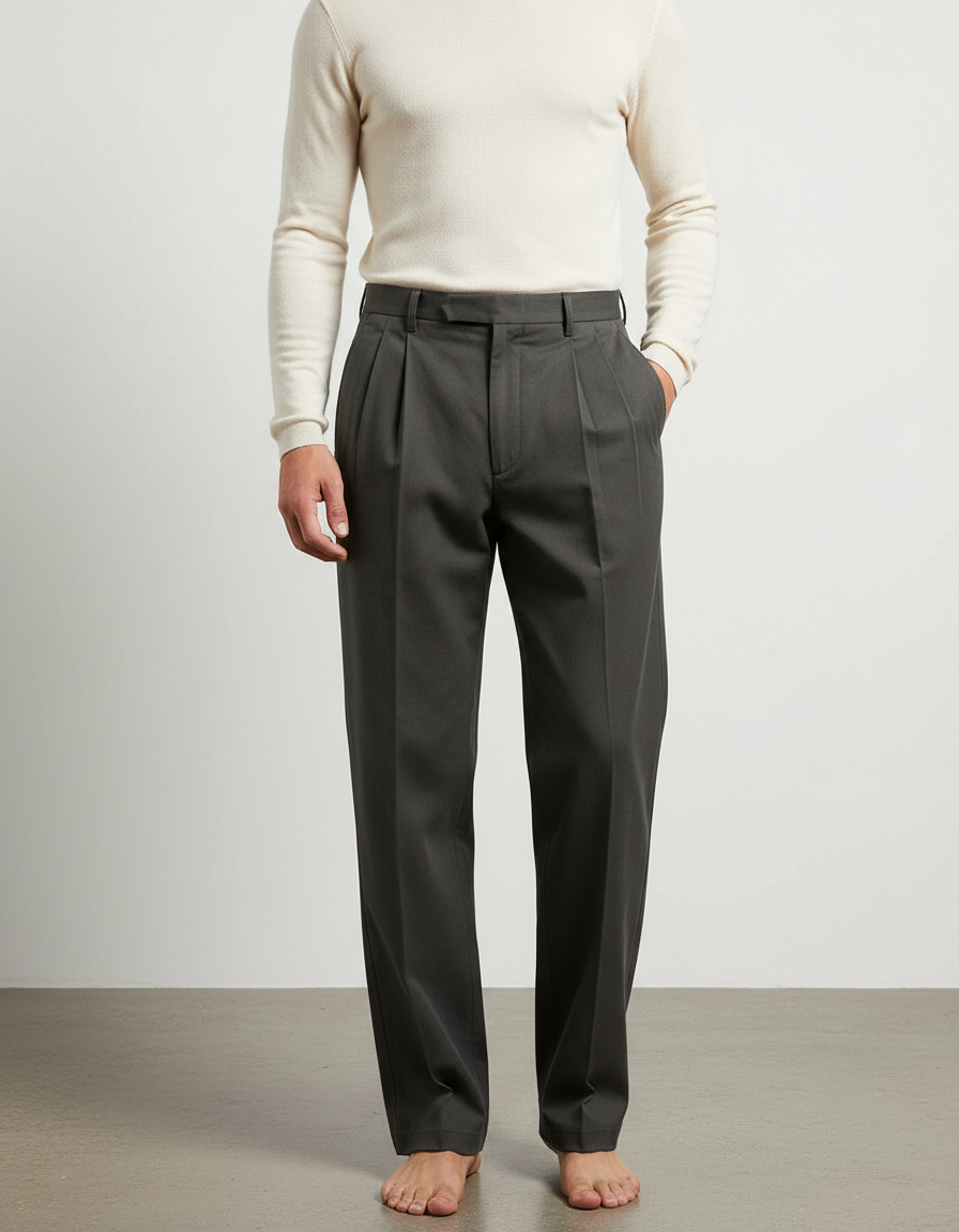 Pantalon À Pince Vintage Homme - Gris Gabardine