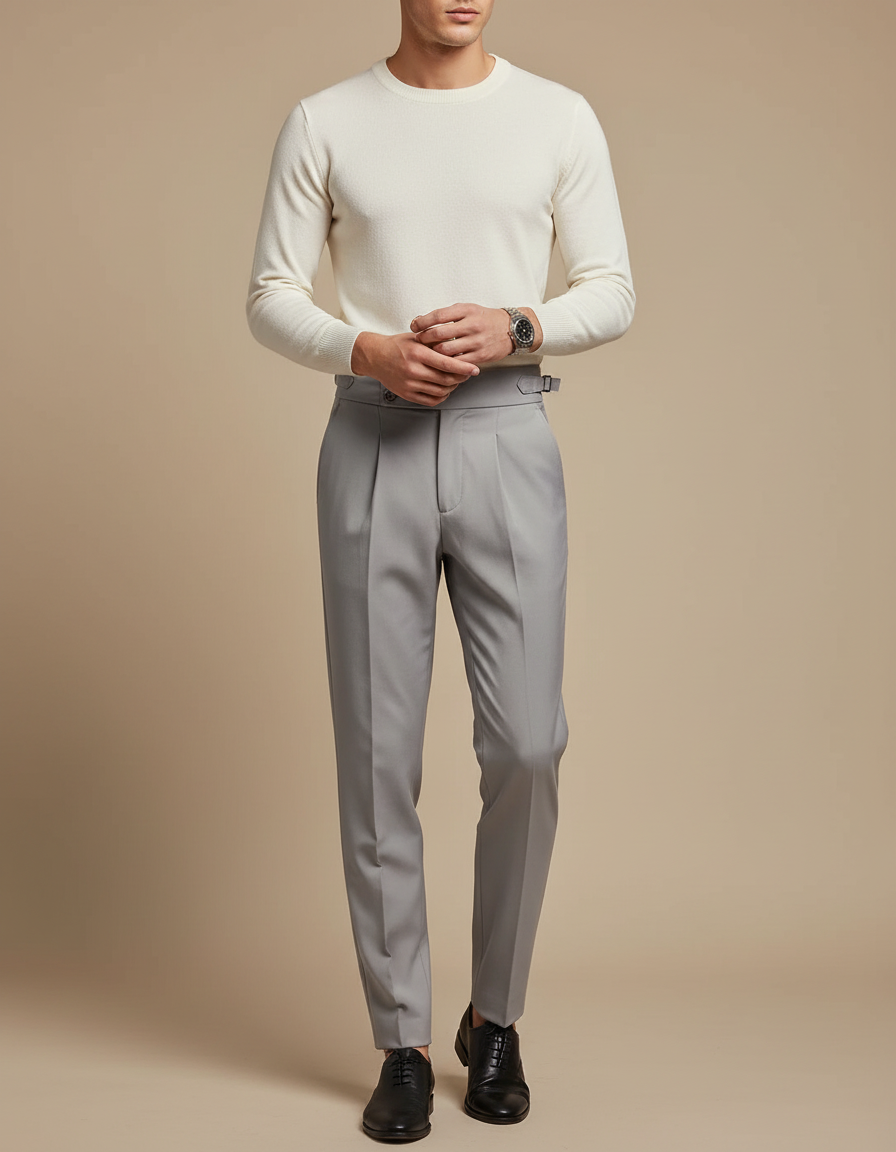 Pantalon À Pince 7154 - Gris Gabardine