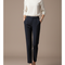 Pantalon À Pince Bleu Marine Droit Évasé Élégant Femme - Gabardine