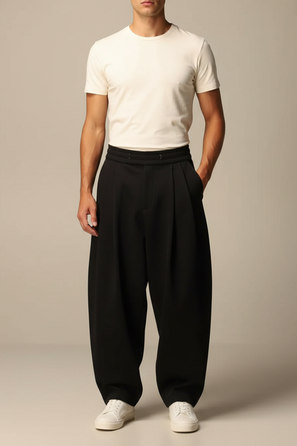 Pantalon À Pince Homme Grande Taille - Noir Gabardine