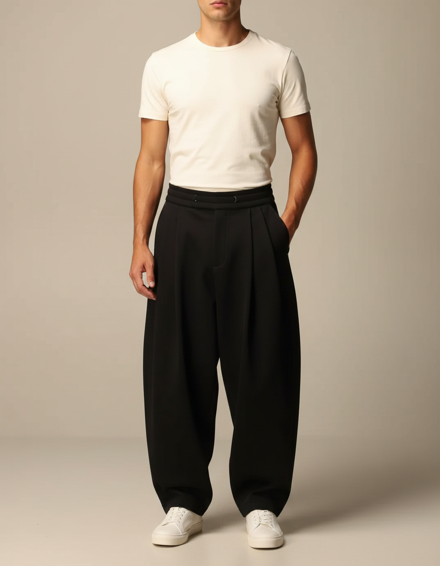 Pantalon À Pince Homme Grande Taille - Noir Gabardine