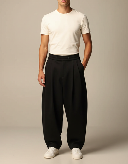 Pantalon À Pince Homme Grande Taille - Noir Gabardine