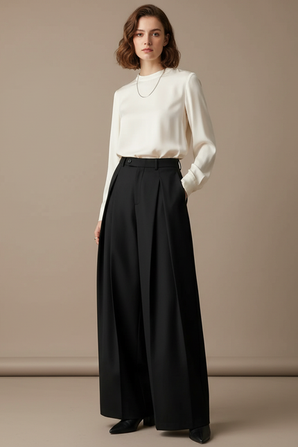 Pantalon À Pince 804c - Noir Gabardine