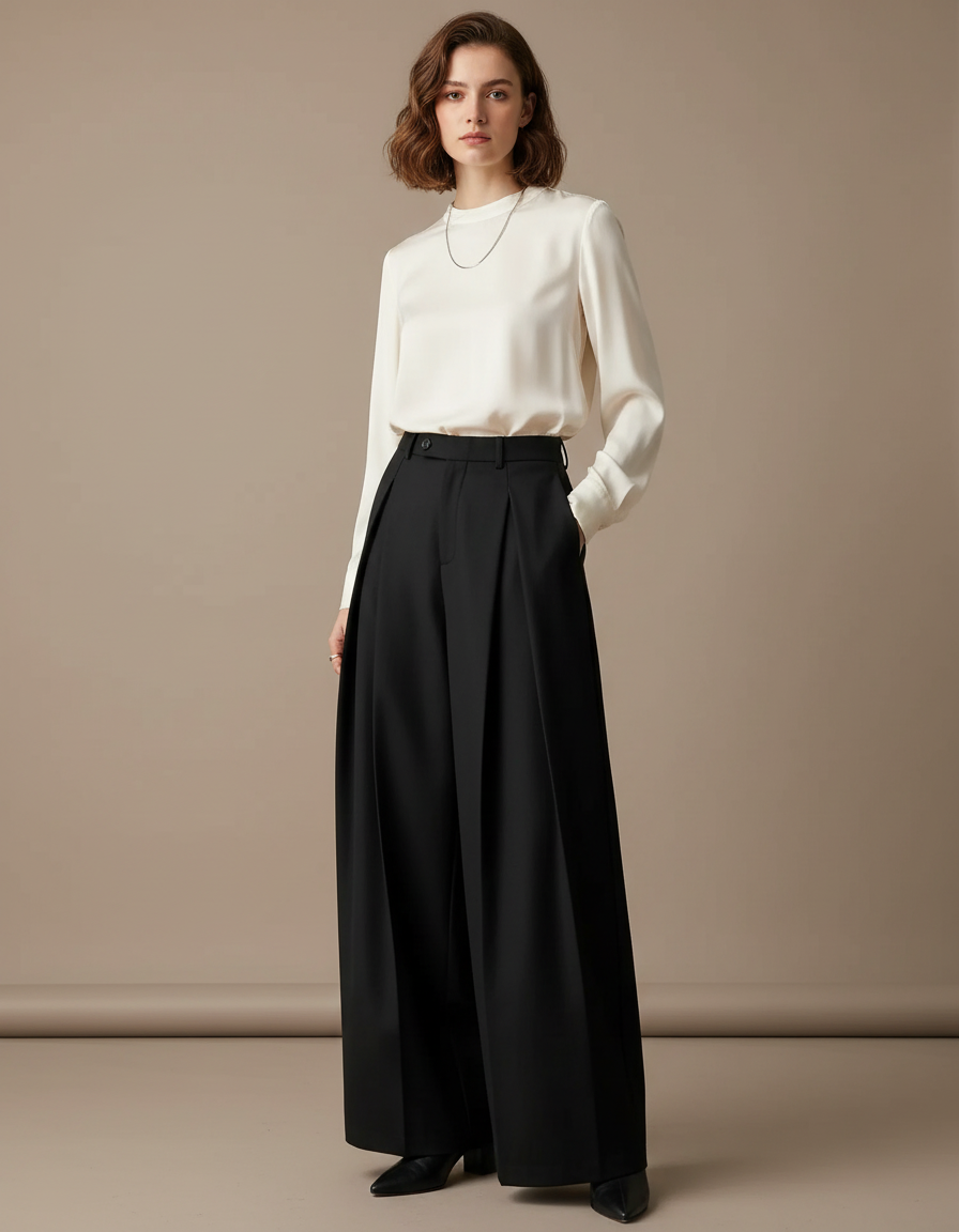 Pantalon À Pince 804c - Noir Gabardine