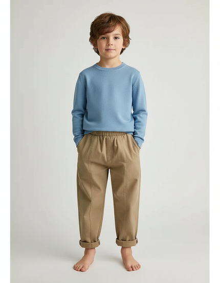 Pantalon À Pince Kaki Ample Coton Enfant Casual