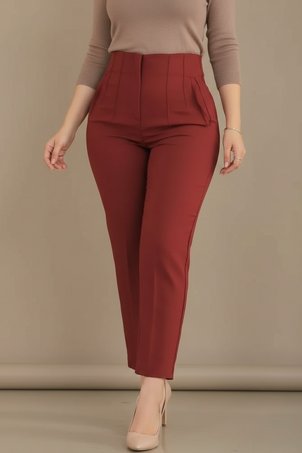 Pantalon À Pince Grande Taille Femme - Bordeaux Gabardine