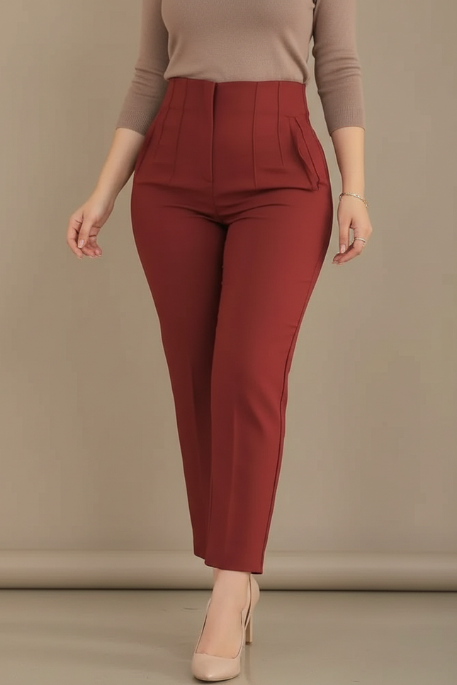 Pantalon À Pince Grande Taille Femme - Bordeaux Gabardine