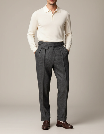 Pantalon À Pince 7959 - Gris Tweed