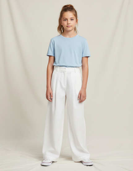 Pantalon À Pince Blanc Large Lin Enfant