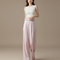 Pantalon À Pince Rose Pâle Fluide Rayé Élégant Femme - Lin