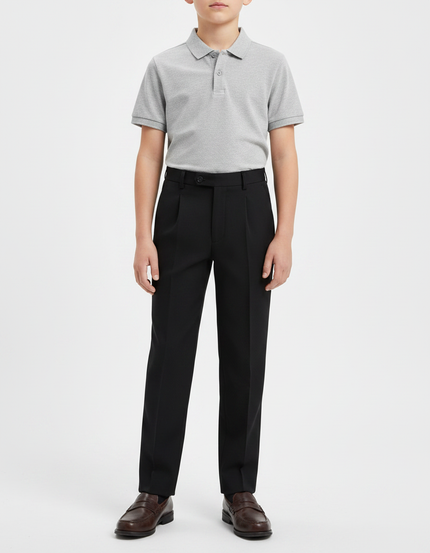 Pantalon À Pince Noir Droit Coton Garçon