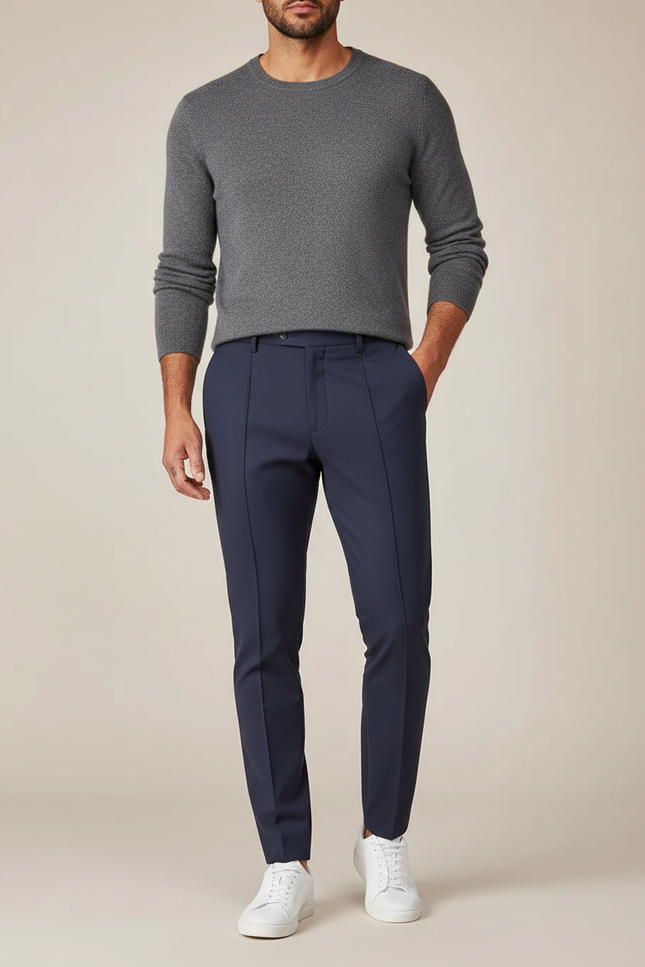 Pantalon À Pince Skinny - Marine Gabardine