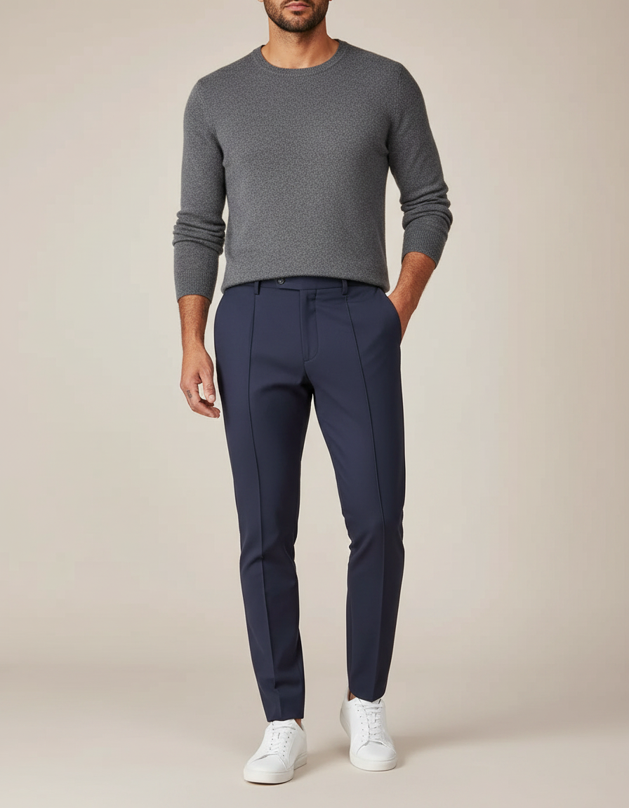 Pantalon À Pince Skinny - Marine Gabardine