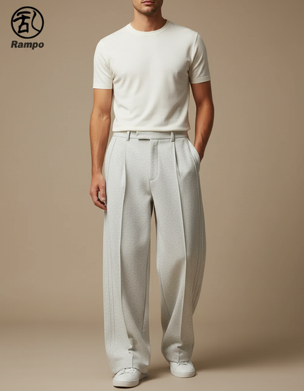 Pantalon À Pince Gris Ample Décontracté Homme - Molleton