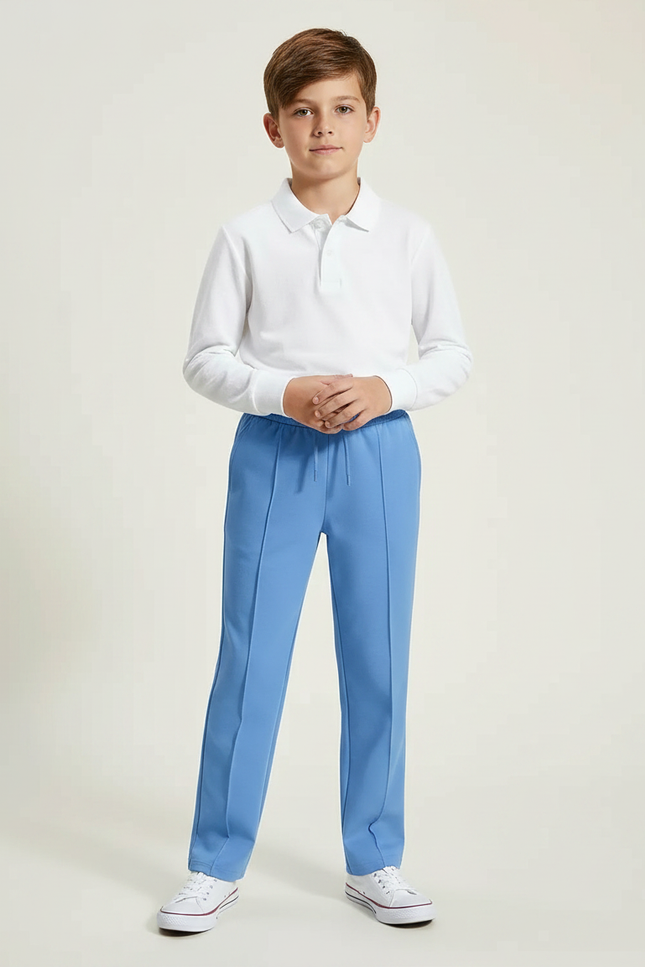 Pantalon À Pince Bleu Ciel Droit Cordon Enfant - Polyester