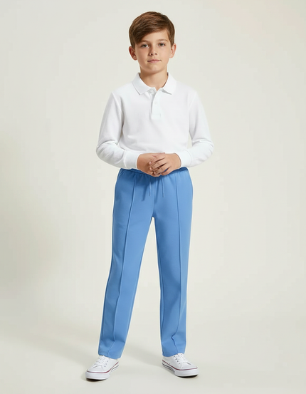 Pantalon À Pince Bleu Ciel Droit Cordon Enfant - Polyester