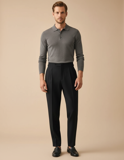 Pantalon À Pince Bb7c - Noir Gabardine