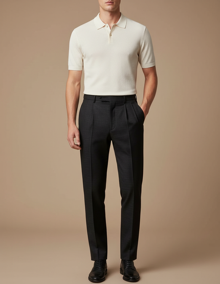 Pantalon Tailleur À Pince - Gris Laine