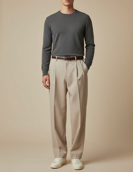 Pantalon À Pince Homme Beige - Gabardine