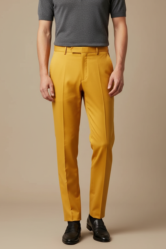 Pantalon À Pince Jaune - Gabardine