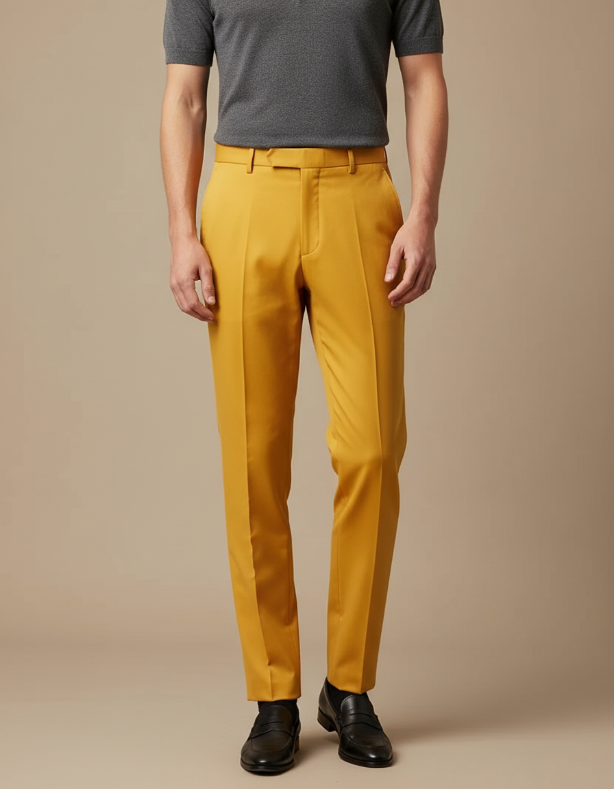 Pantalon À Pince Jaune - Gabardine