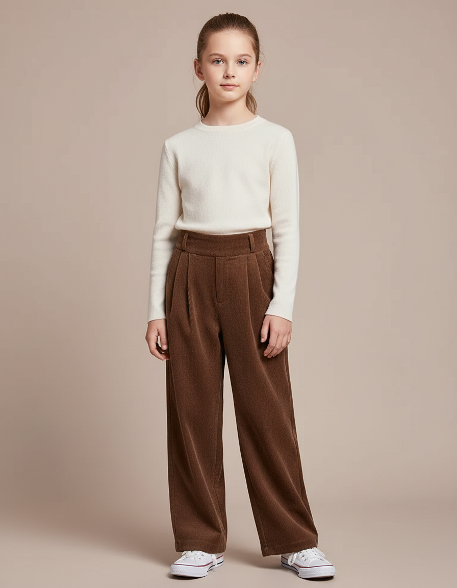 Pantalon À Pince Marron Velours Ample Décontracté Chaud - Cordé
