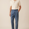 Pantalon À Pince Bleu Denim Plissé Taille Haute Décontracté - Jean