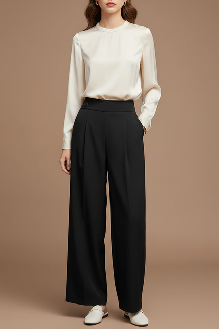 Pantalon À Pince C309 - Noir Polyester