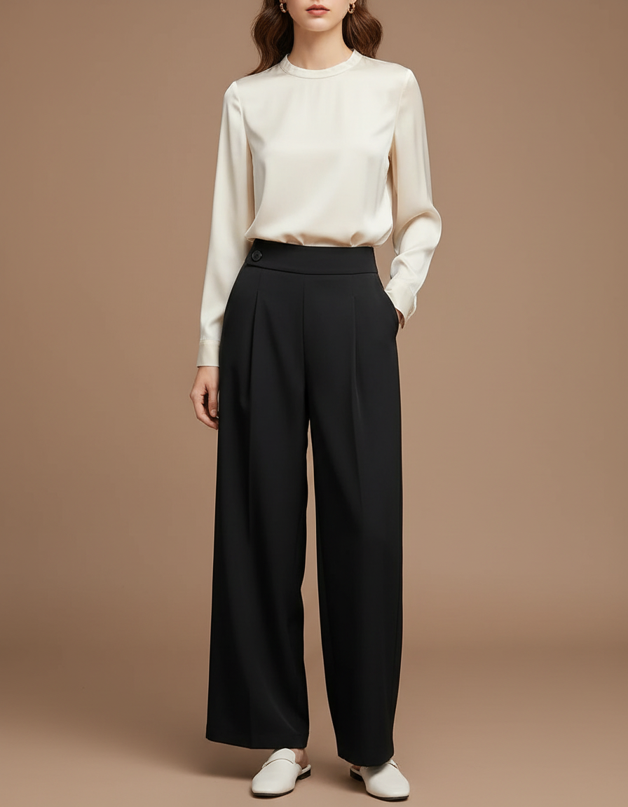 Pantalon À Pince C309 - Noir Polyester