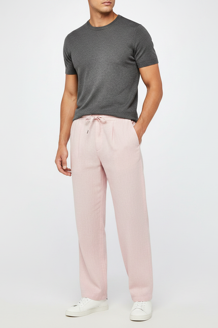 Pantalon À Pince Rose Pâle - Lin