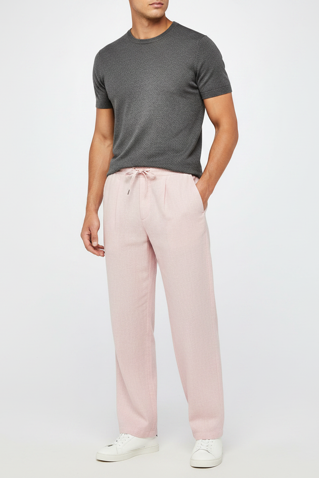 Pantalon À Pince Rose Pâle - Lin