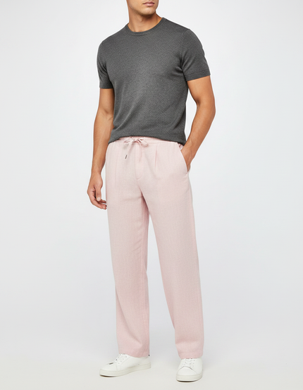 Pantalon À Pince Rose Pâle - Lin