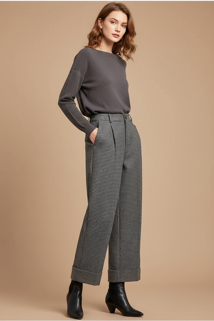 Pantalon À Pince Prince De Galles - Imprimé Tweed
