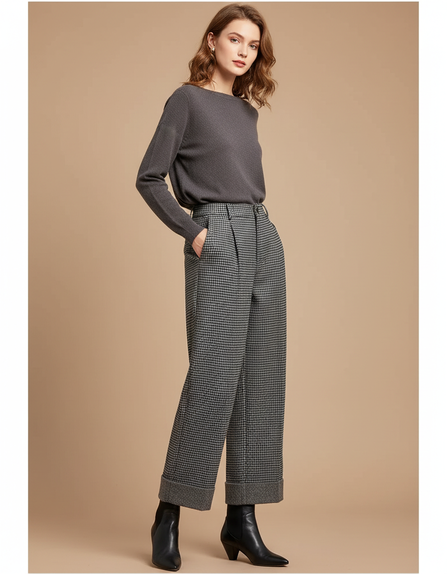 Pantalon À Pince Prince De Galles - Imprimé Tweed