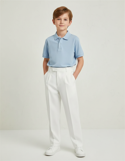 Pantalon À Pince Blanc Droit Élégant Enfant - Gabardine