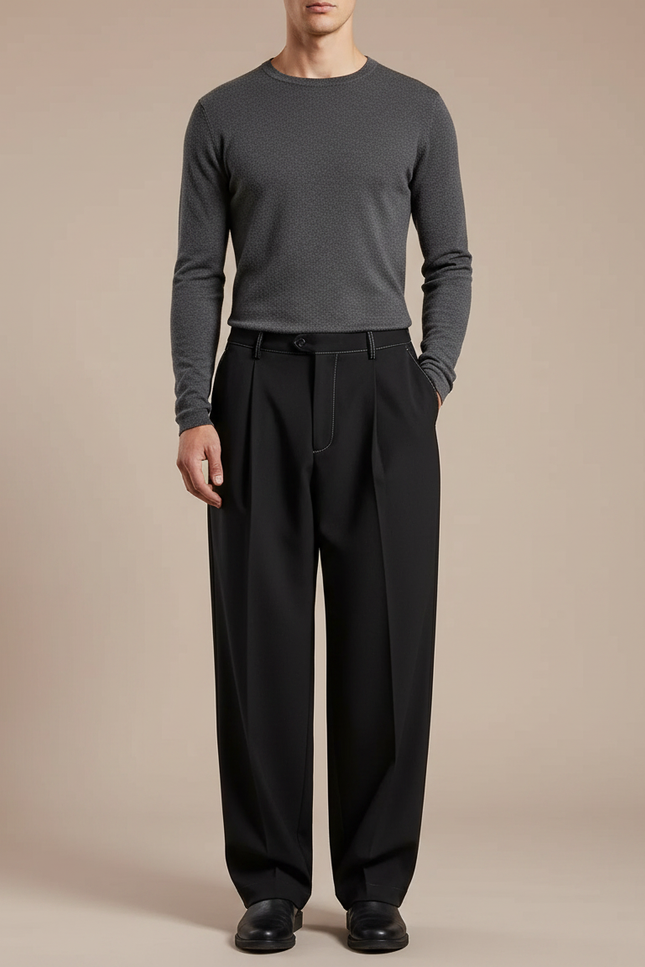 Pantalon À Pince 1dc9 - Noir Gabardine