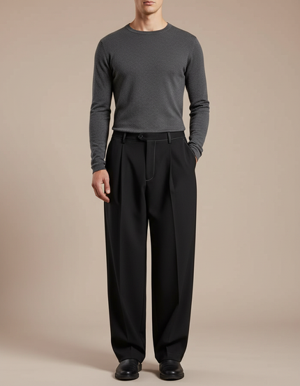 Pantalon À Pince 1dc9 - Noir Gabardine