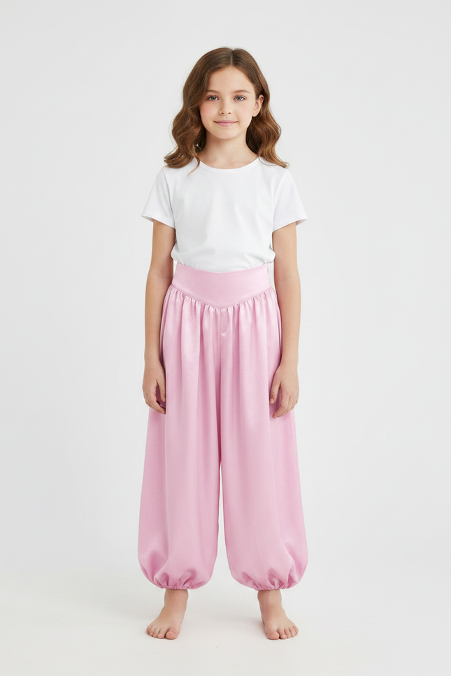Pantalon À Pince Rose Satiné Ample Enfant Danse Orientale
