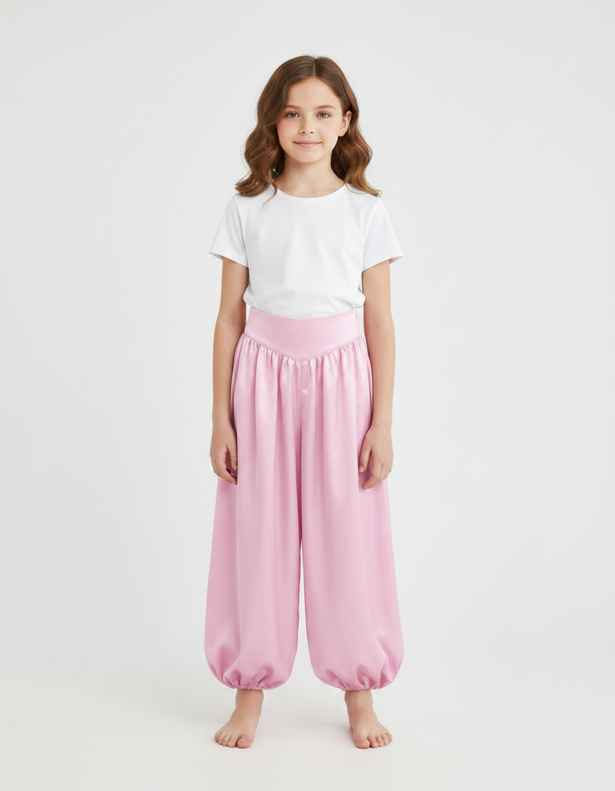 Pantalon À Pince Rose Satiné Ample Enfant Danse Orientale