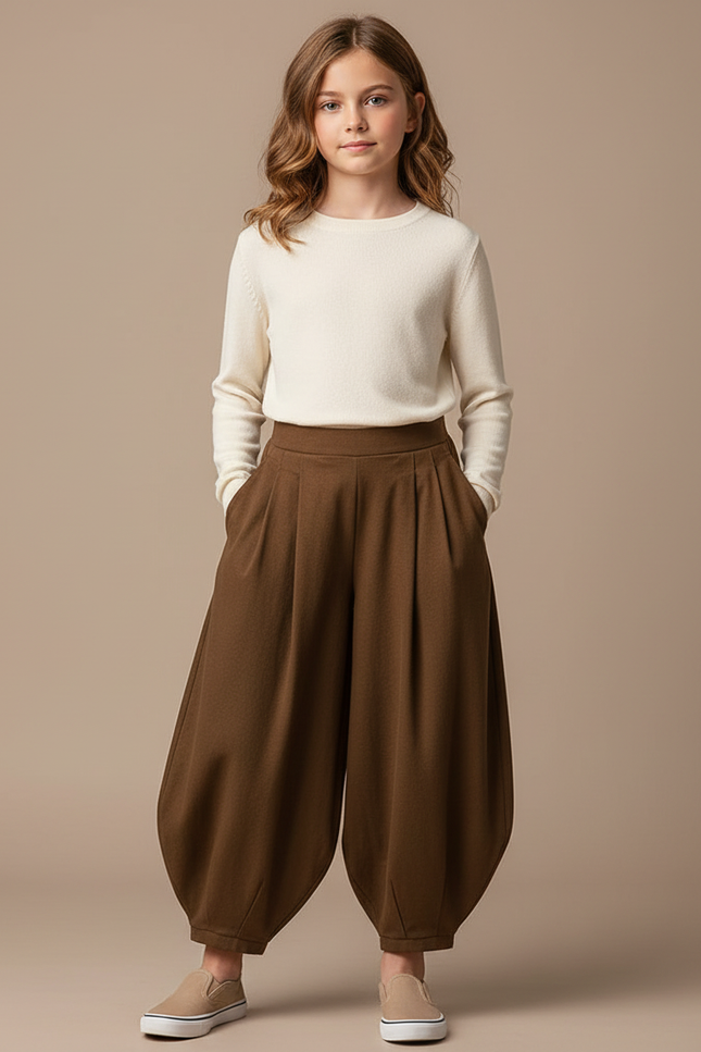 Pantalon À Pince D3a9 - Marron Laine