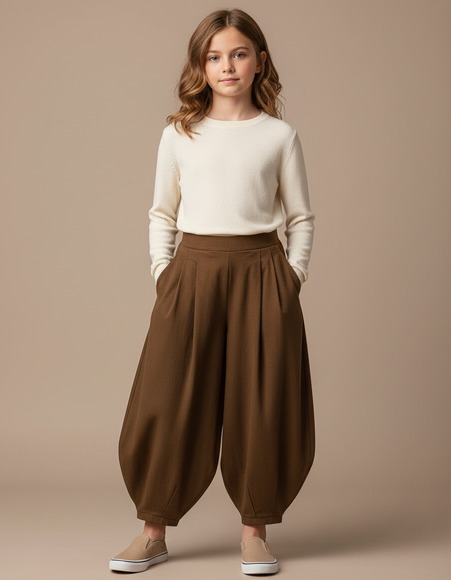Pantalon À Pince D3a9 - Marron Laine