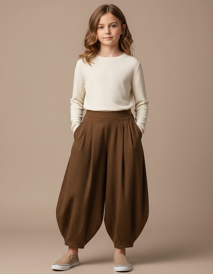 Pantalon À Pince D3a9 - Marron Laine